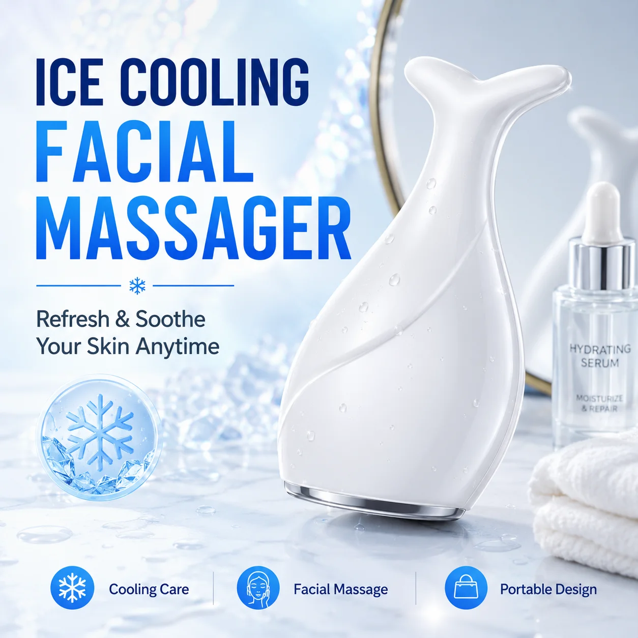 Ice Roller Face Cold - Fish Tail Ice Roller Facial Massager