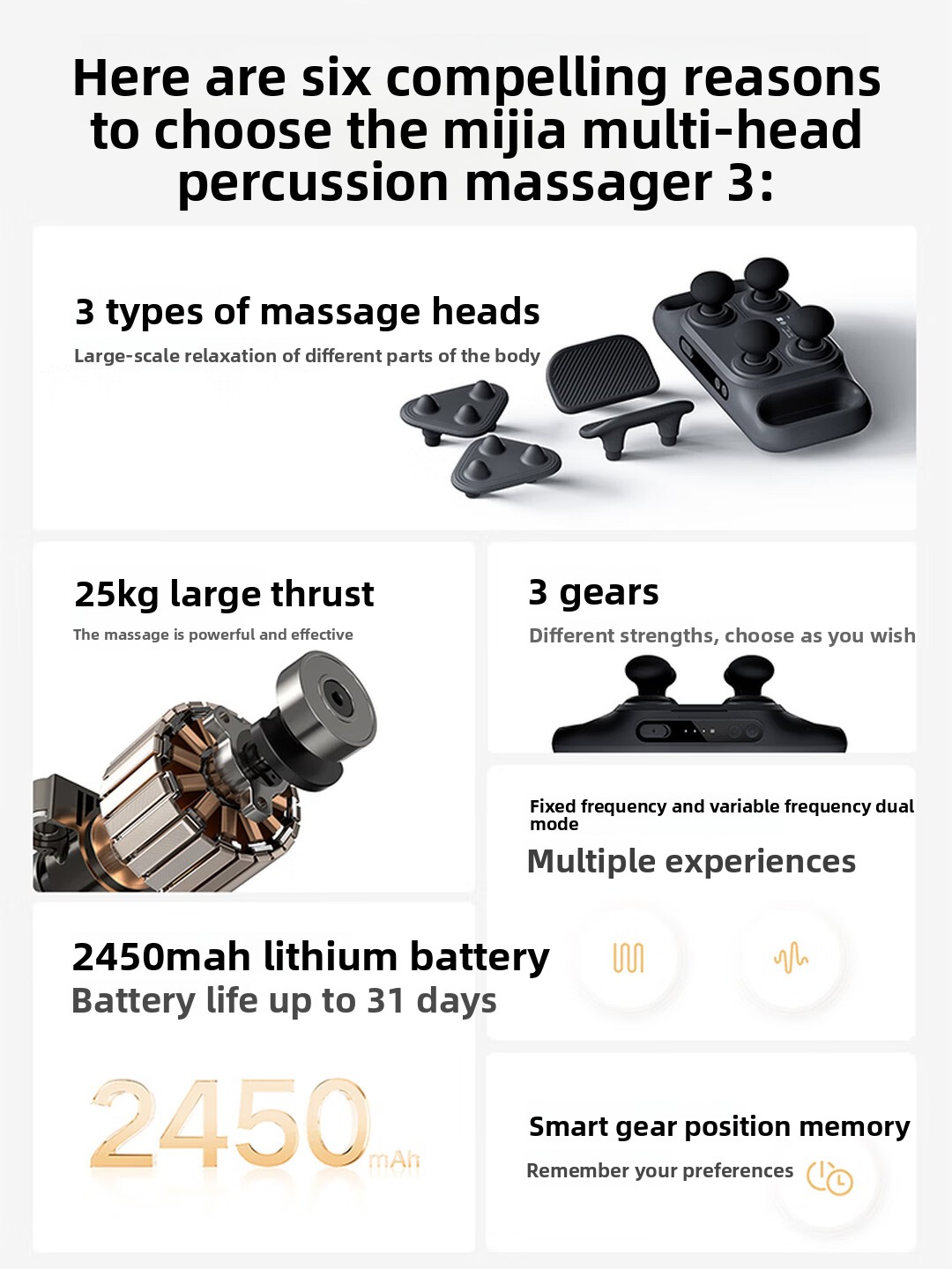 Mijia Multi‑Head Massage Gun 3 - Scalp Massager Electric recension och pris